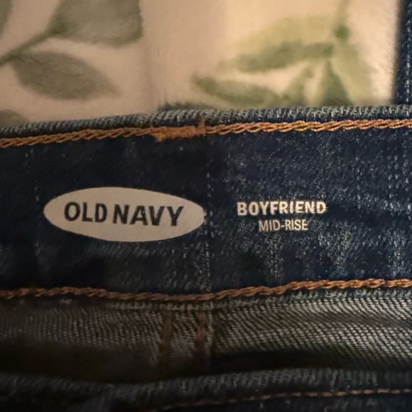 Old Navy Dark Blue Distressed Boyfriend Jeans - Picture 2 of 5